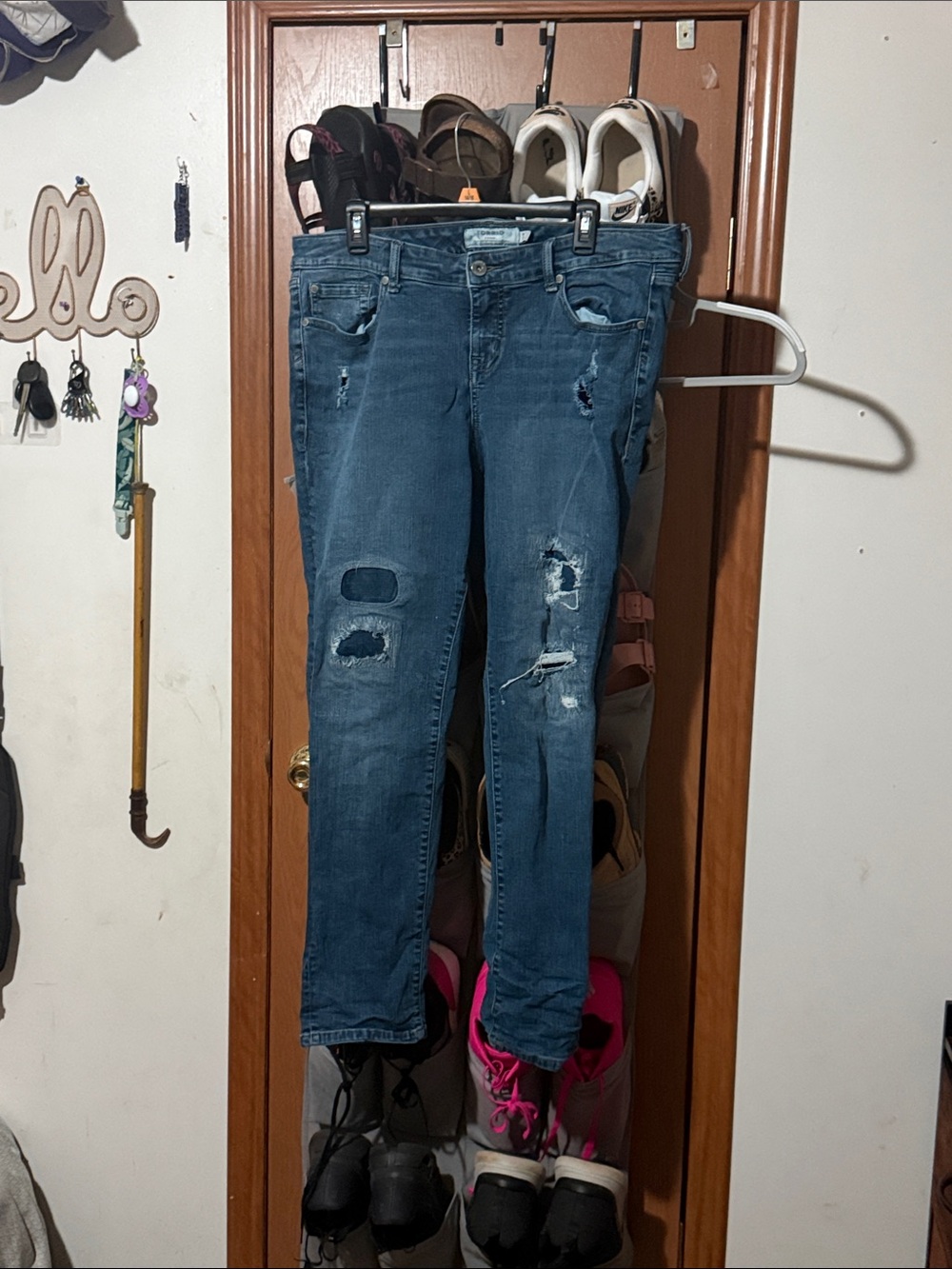 torrid Distressed Skinny Jeans in Dark Blue Wash